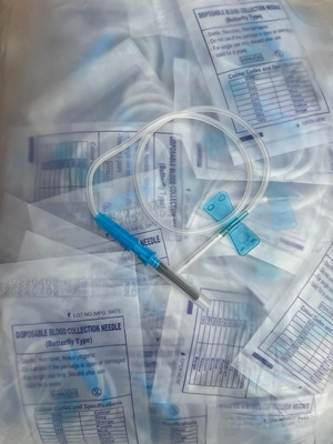 دو بالدار نرم جمع آوری خون آبی پروانه سوزن 23G EO گاز استریلیزاسیون